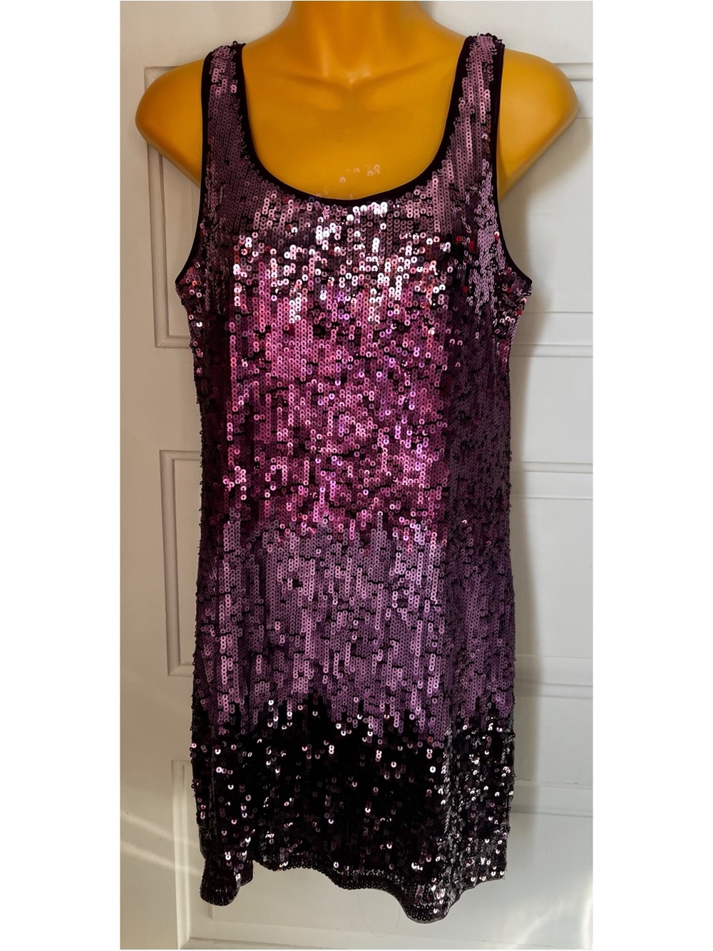 Express Purple Ombre Sequin Tank Dress